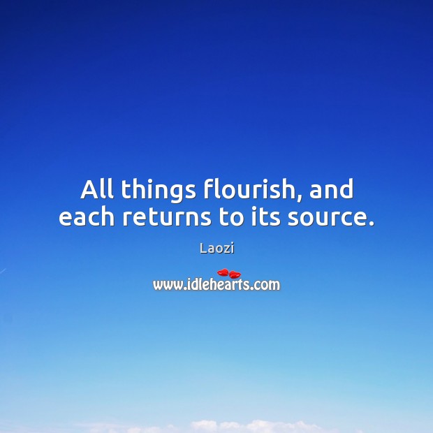 All things flourish, and each returns to its source. Laozi Picture Quote