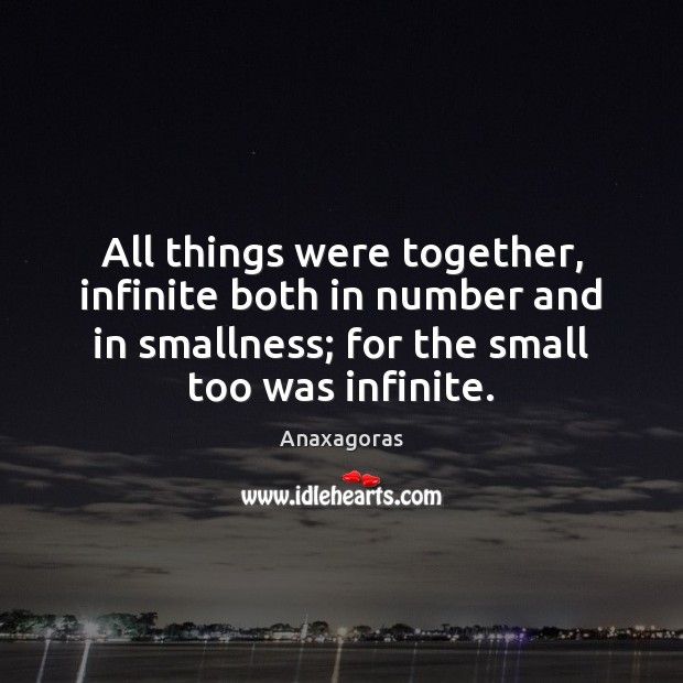 All things were together, infinite both in number and in smallness; for Anaxagoras Picture Quote