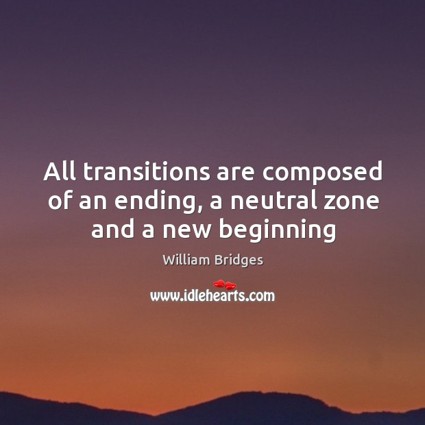 All transitions are composed of an ending, a neutral zone and a new beginning William Bridges Picture Quote