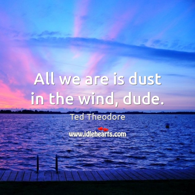 All we are is dust in the wind, dude. Image