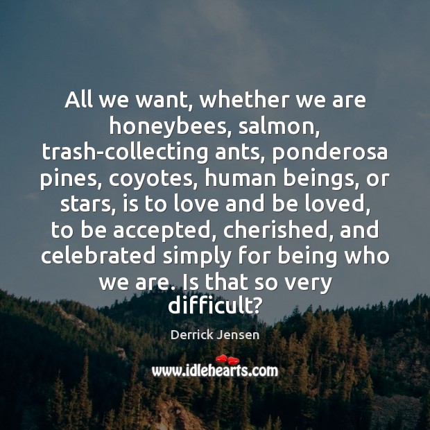 All we want, whether we are honeybees, salmon, trash-collecting ants, ponderosa pines, 