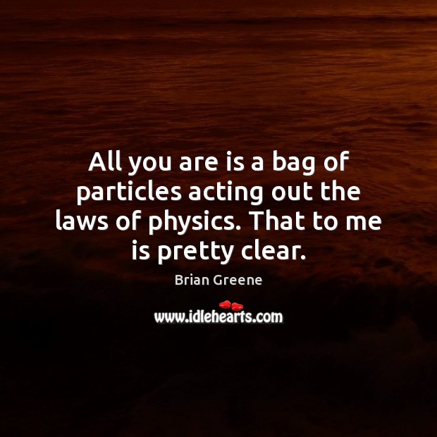 All you are is a bag of particles acting out the laws Brian Greene Picture Quote