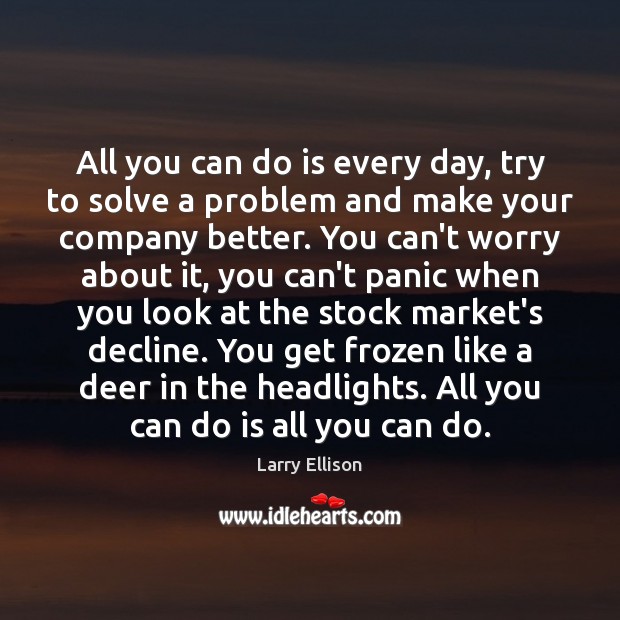 All you can do is every day, try to solve a problem Larry Ellison Picture Quote