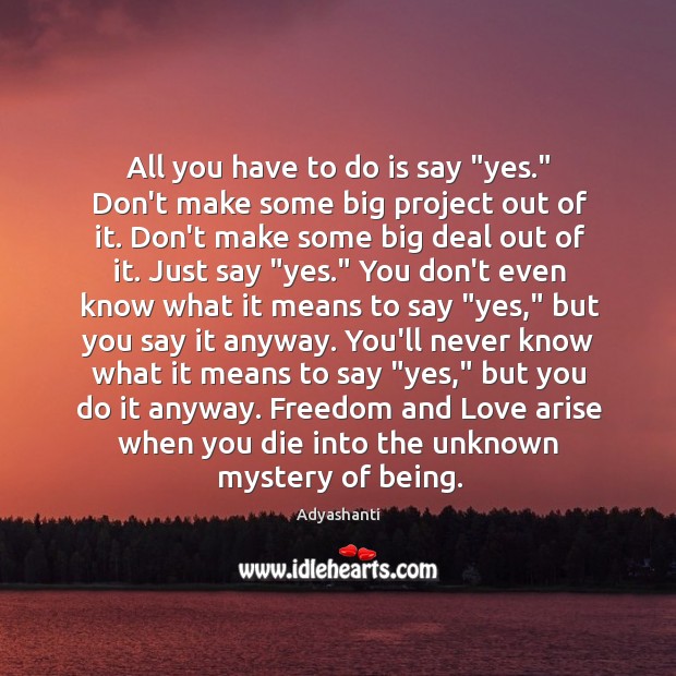 All you have to do is say “yes.” Don’t make some big Adyashanti Picture Quote