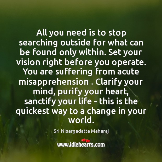 All you need is to stop searching outside for what can be Sri Nisargadatta Maharaj Picture Quote