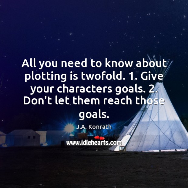 All you need to know about plotting is twofold. 1. Give your characters J.A. Konrath Picture Quote