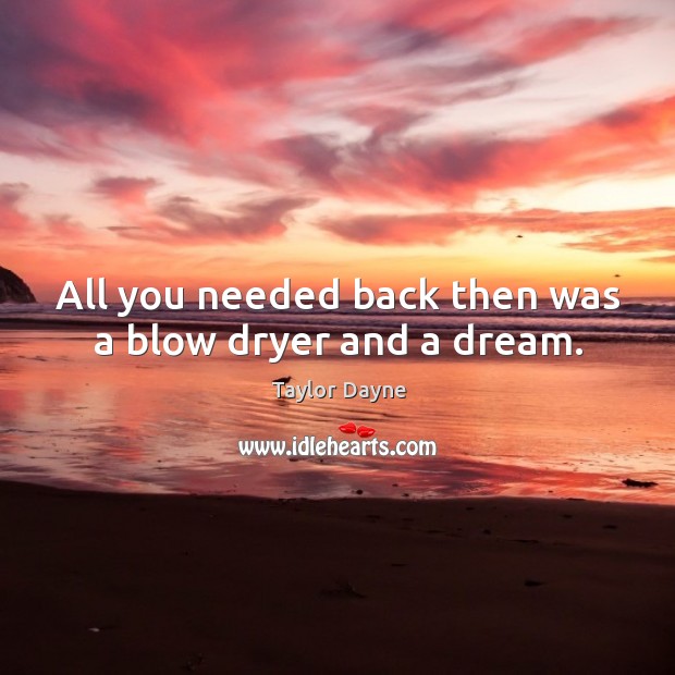 All you needed back then was a blow dryer and a dream. Taylor Dayne Picture Quote