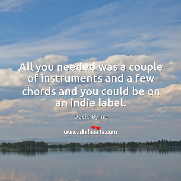 All you needed was a couple of instruments and a few chords and you could be on an indie label. David Byrne Picture Quote
