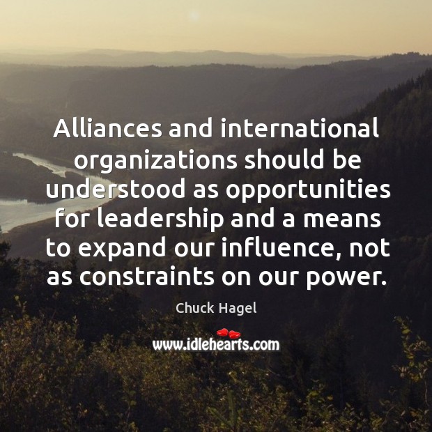 Alliances and international organizations should be understood as opportunities for Image