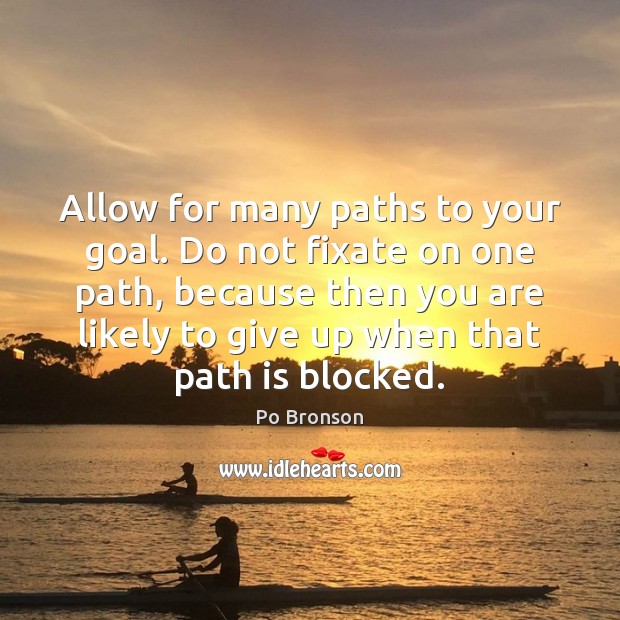 Allow for many paths to your goal. Do not fixate on one Po Bronson Picture Quote