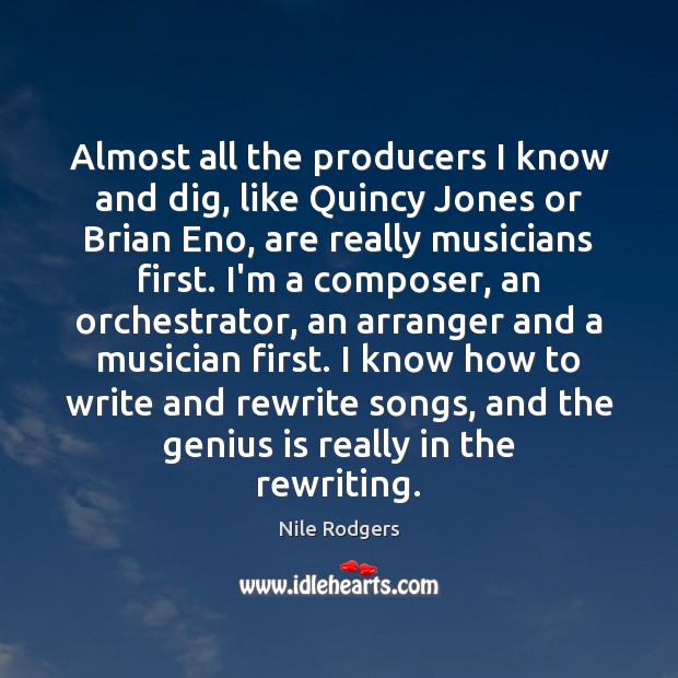 Almost all the producers I know and dig, like Quincy Jones or Nile Rodgers Picture Quote