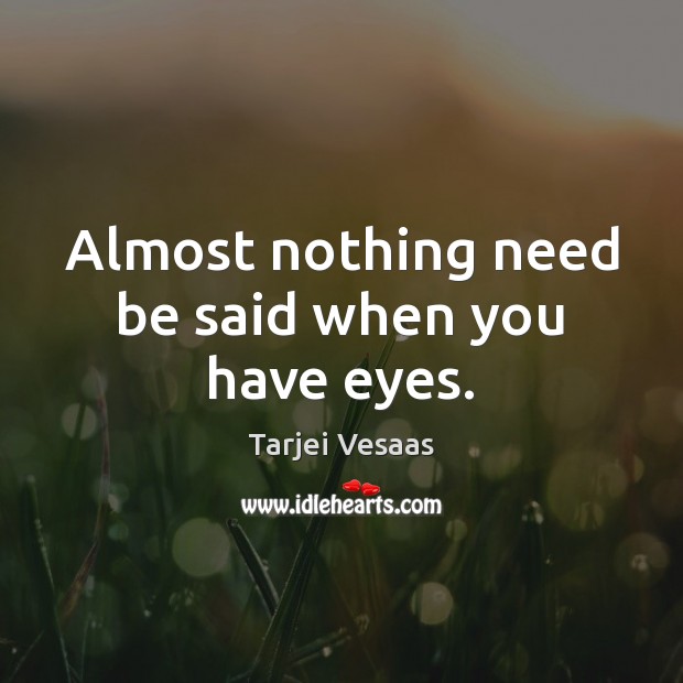 Almost nothing need be said when you have eyes. Tarjei Vesaas Picture Quote