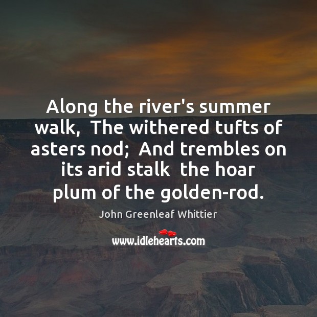 Along the river’s summer walk,  The withered tufts of asters nod;  And John Greenleaf Whittier Picture Quote