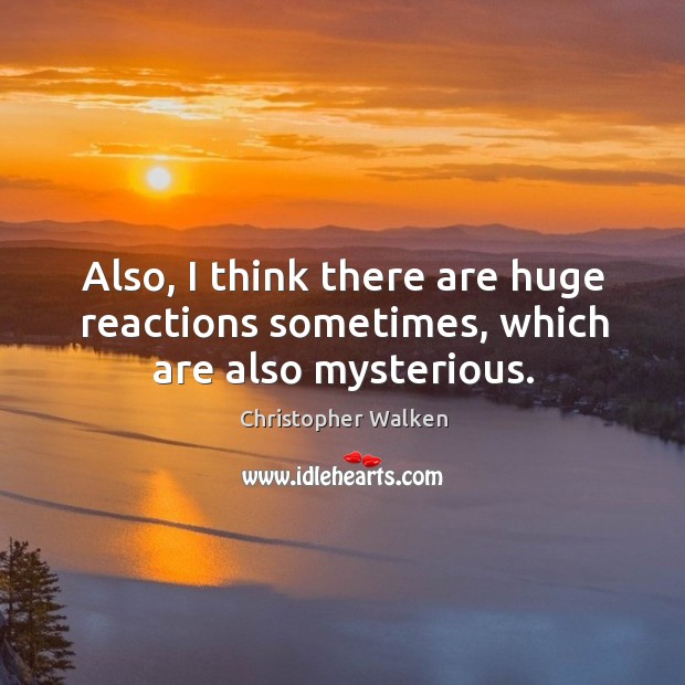 Also, I think there are huge reactions sometimes, which are also mysterious. Christopher Walken Picture Quote