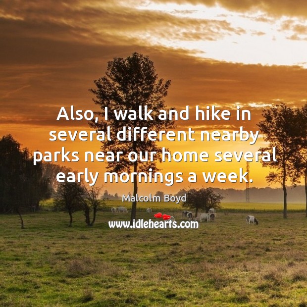 Also, I walk and hike in several different nearby parks near our home several early mornings a week. Image
