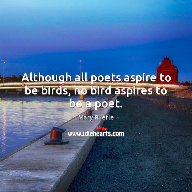 Although all poets aspire to be birds, no bird aspires to be a poet. Mary Ruefle Picture Quote