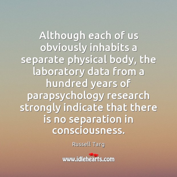Although each of us obviously inhabits a separate physical body, the laboratory Image