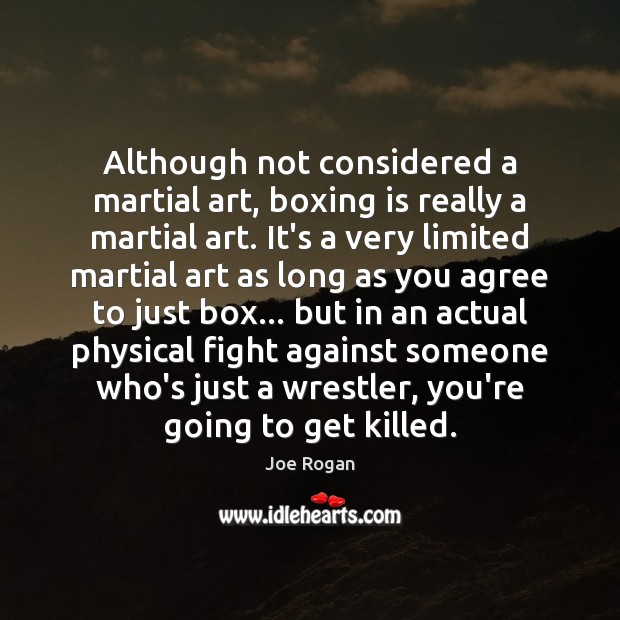 Although not considered a martial art, boxing is really a martial art. Joe Rogan Picture Quote