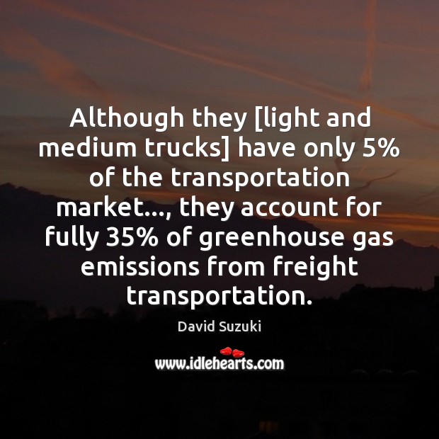 Although they [light and medium trucks] have only 5% of the transportation market…, David Suzuki Picture Quote