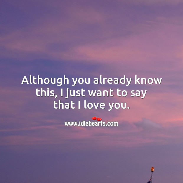 Although you already know this, I just want to say that I love you. I Love You Quotes Image