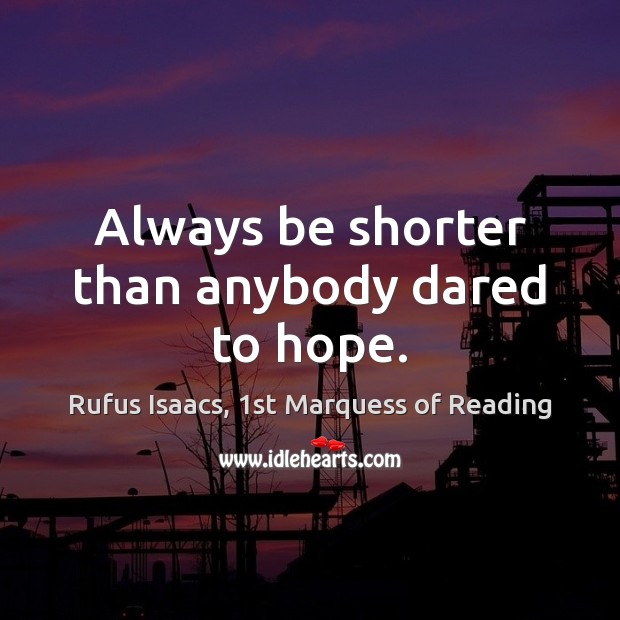 Always be shorter than anybody dared to hope. Rufus Isaacs, 1st Marquess of Reading Picture Quote