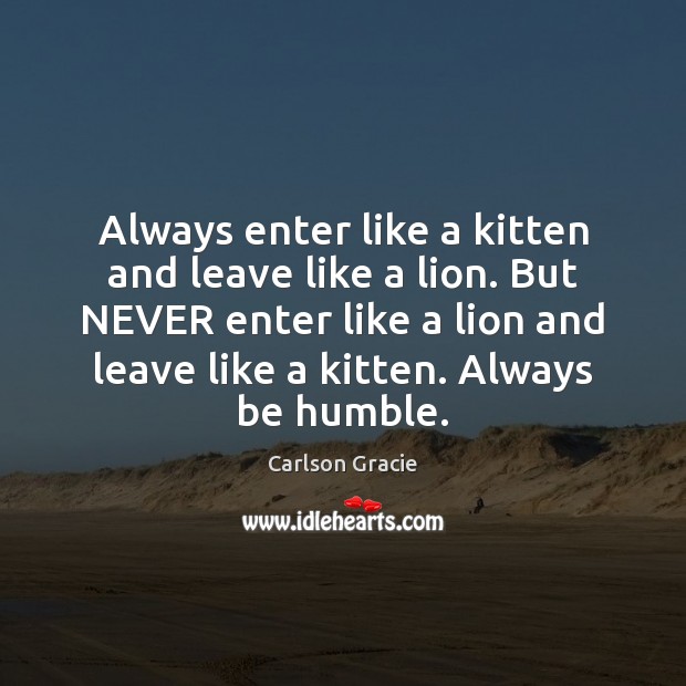 Always enter like a kitten and leave like a lion. But NEVER Image