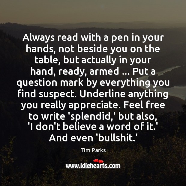 Always read with a pen in your hands, not beside you on Image