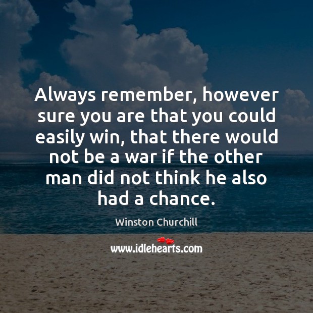 Always remember, however sure you are that you could easily win, that Winston Churchill Picture Quote