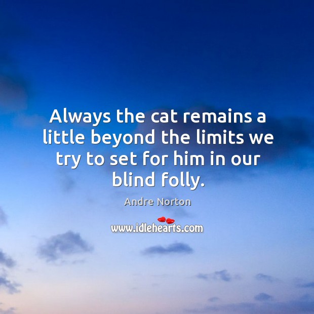 Always the cat remains a little beyond the limits we try to set for him in our blind folly. Image
