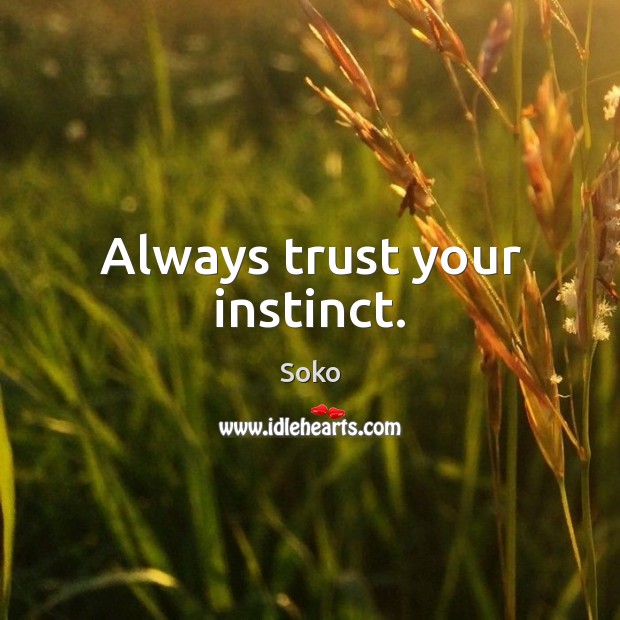 Always trust your instinct. Soko Picture Quote