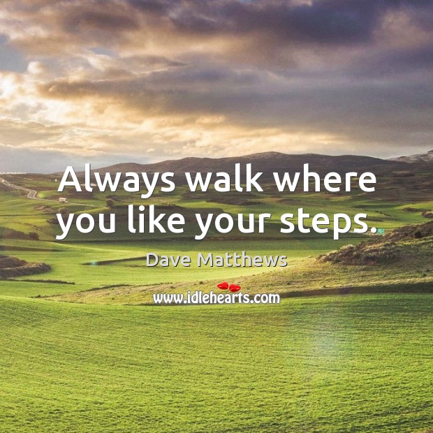 Always walk where you like your steps. Dave Matthews Picture Quote