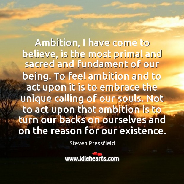 Ambition, I have come to believe, is the most primal and sacred Image