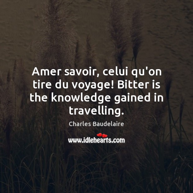 Amer savoir, celui qu’on tire du voyage! Bitter is the knowledge gained in travelling. Image