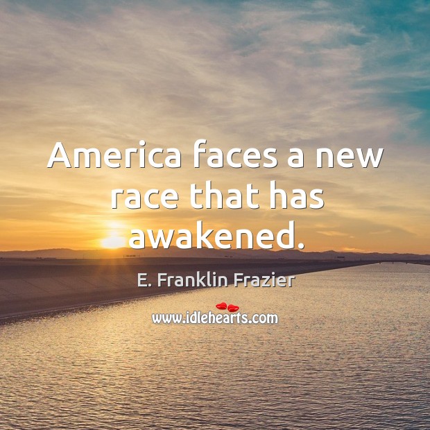 America faces a new race that has awakened. E. Franklin Frazier Picture Quote