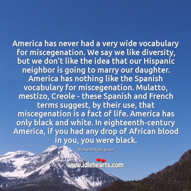 America has never had a very wide vocabulary for miscegenation. We say Image