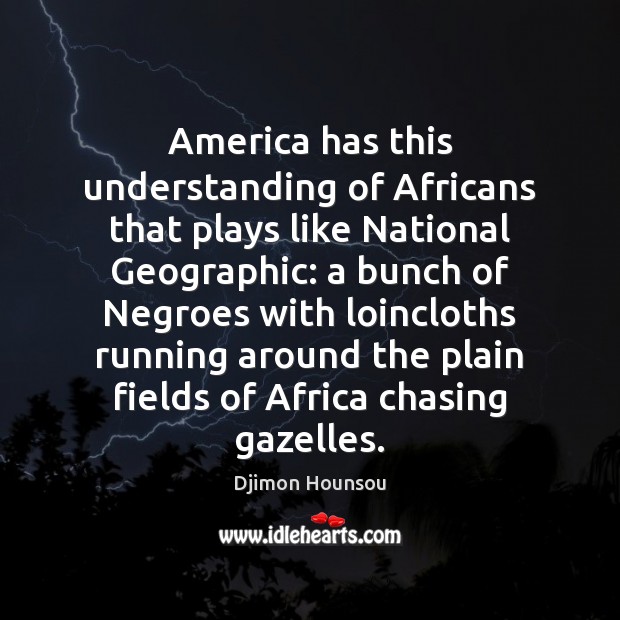 America has this understanding of Africans that plays like National Geographic: a Djimon Hounsou Picture Quote