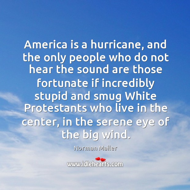 America is a hurricane, and the only people who do not hear Norman Mailer Picture Quote