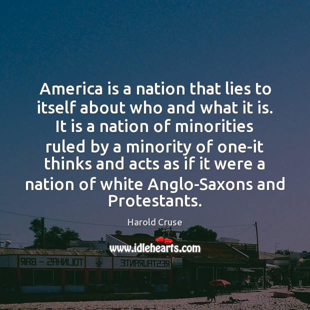 America is a nation that lies to itself about who and what Harold Cruse Picture Quote