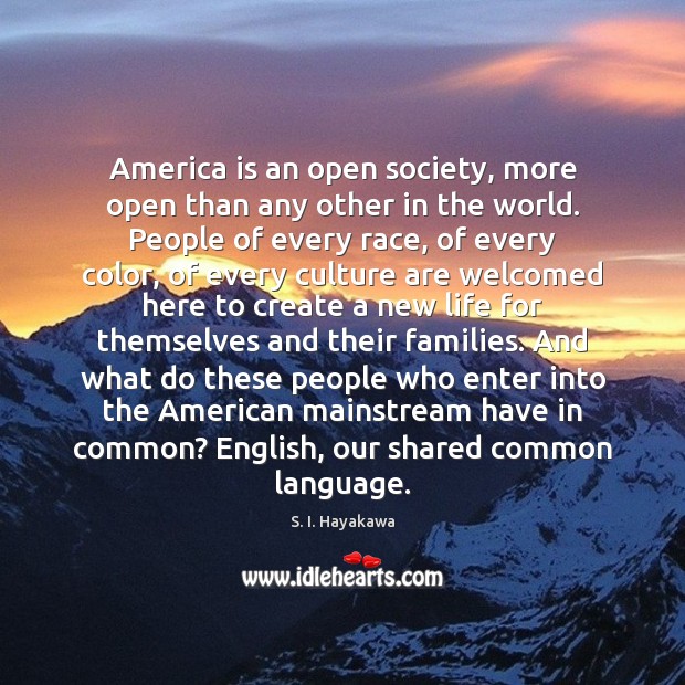 America is an open society, more open than any other in the Image