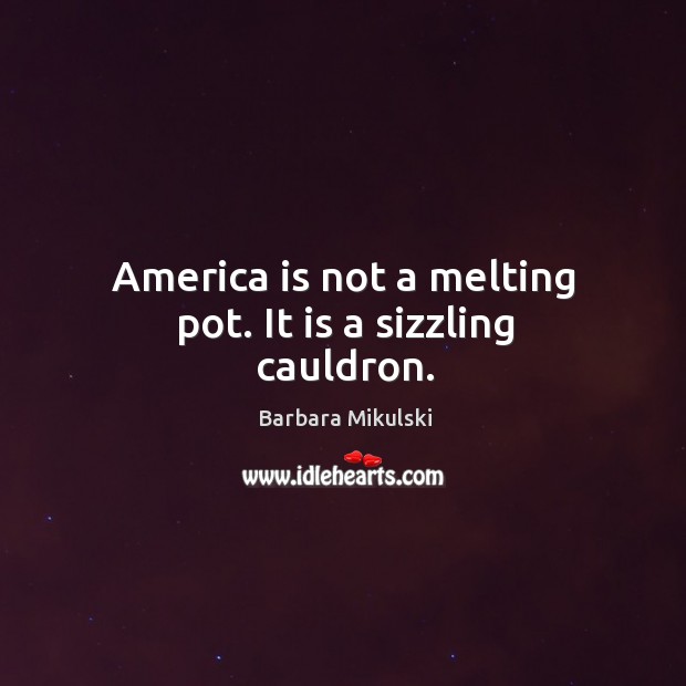 America is not a melting pot. It is a sizzling cauldron. Image