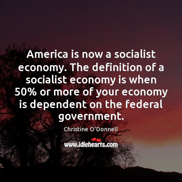 America is now a socialist economy. The definition of a socialist economy Christine O’Donnell Picture Quote