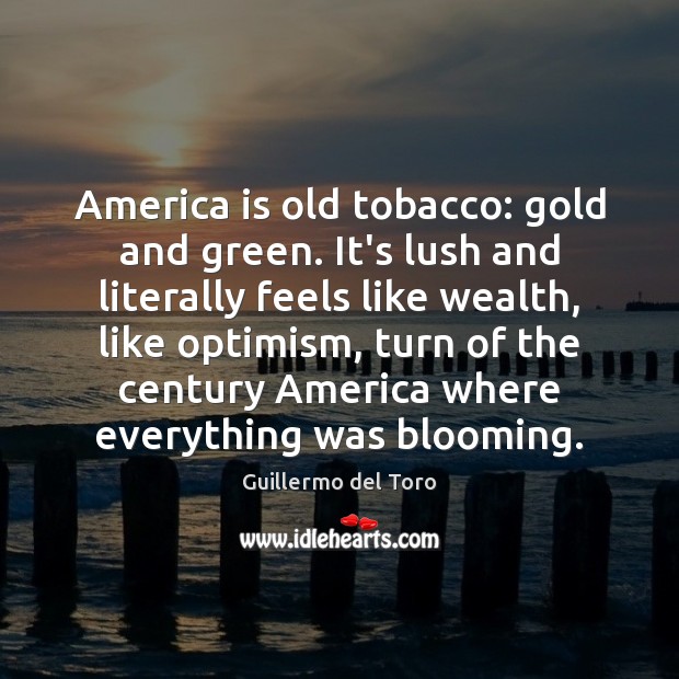 America is old tobacco: gold and green. It’s lush and literally feels Guillermo del Toro Picture Quote