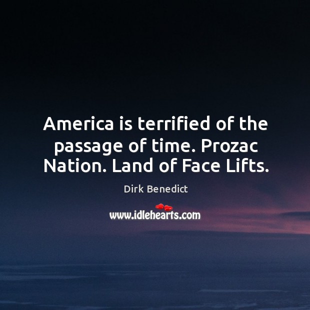 America is terrified of the passage of time. Prozac nation. Land of face lifts. Image