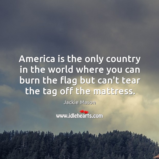 America is the only country in the world where you can burn Jackie Mason Picture Quote