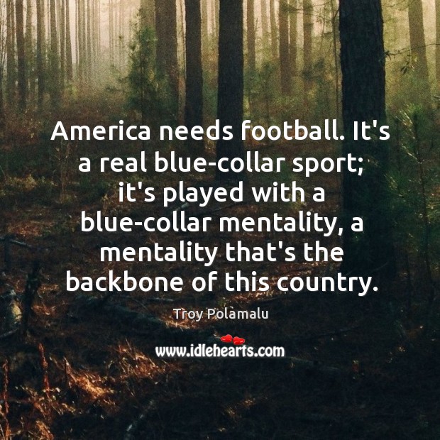America needs football. It’s a real blue-collar sport; it’s played with a Troy Polamalu Picture Quote