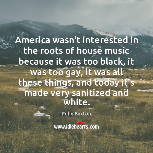 America wasn’t interested in the roots of house music because it was Felix Buxton Picture Quote