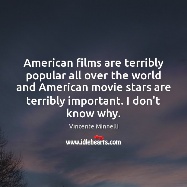 American films are terribly popular all over the world and American movie Vincente Minnelli Picture Quote