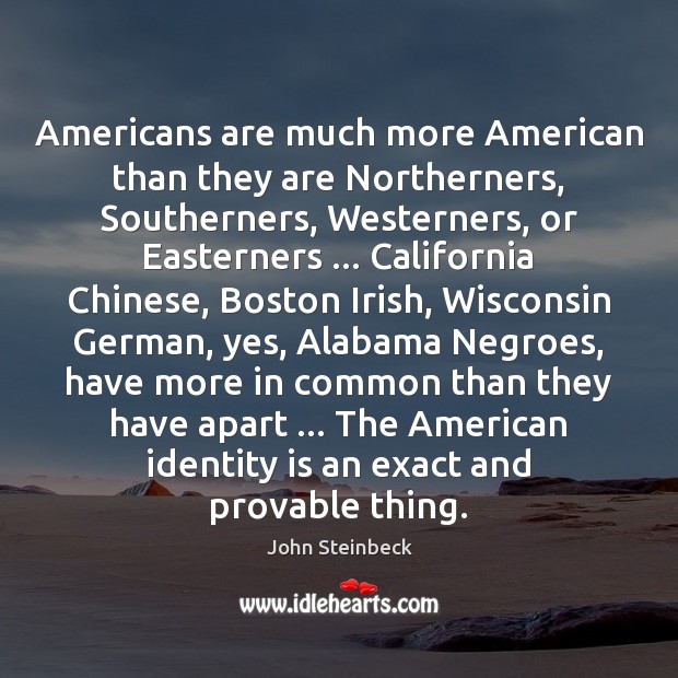 Americans are much more American than they are Northerners, Southerners, Westerners, or Image