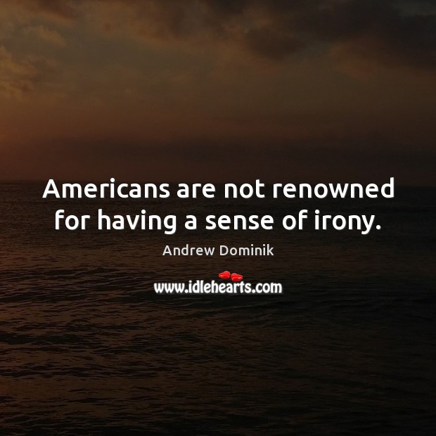 Americans are not renowned for having a sense of irony. Image