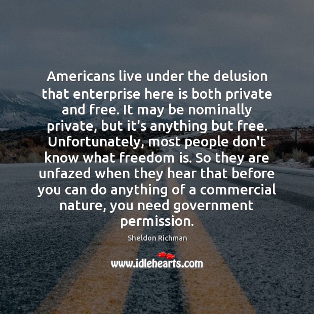 Americans live under the delusion that enterprise here is both private and Freedom Quotes Image